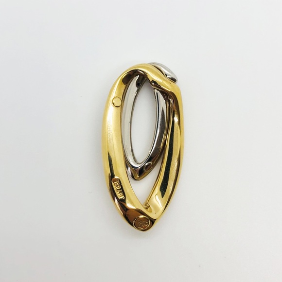 14k yellow and white gold double oval pendant - Picture 3 of 5